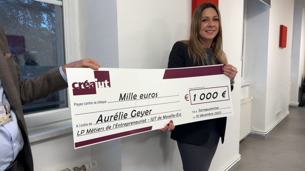 Aurélie Geyer, lauréate du concours “Créa-IUT” avec son entreprise l’Atelier K